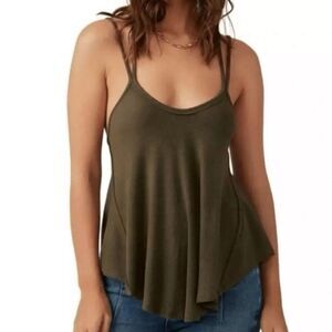 NWOT- Free people- strappy back olive green tank- size small